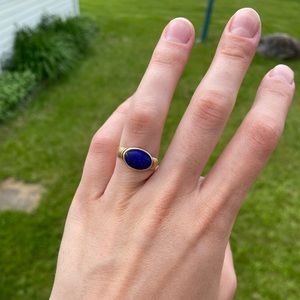 *damaged* 14k solid gold Lapis Ring sz 6